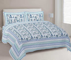 Rudra Bazaar Turquoise Blue 210 TC Cotton Double King Bedsheet With 2 Pillow Covers | Grocsy