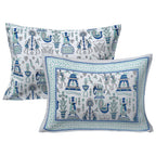Rudra Bazaar Turquoise Blue 210 TC Cotton Double King Bedsheet With 2 Pillow Covers | Grocsy