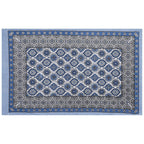 Rudra Bazaar Blue 210 TC Cotton Double King Bedsheet With 2 Pillow Covers | Grocsy