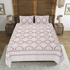 Rudra Bazaar Brown 210 TC Cotton Double King Bedsheet With 2 Pillow Covers | Grocsy