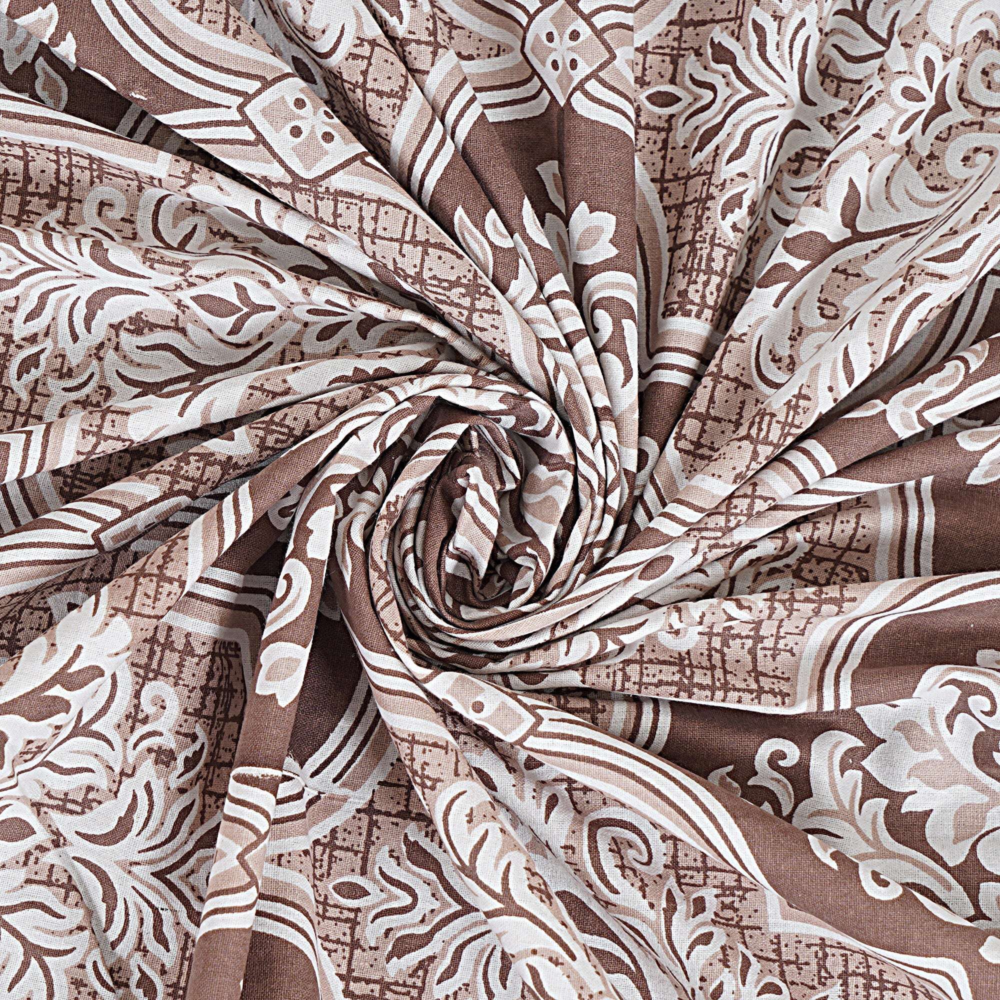 Rudra Bazaar Brown 210 TC Cotton Double King Bedsheet With 2 Pillow Covers | Grocsy