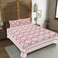 Rudra Bazaar Peach 210 TC Cotton Double King Bedsheet With 2 Pillow Covers | Grocsy