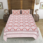 Rudra Bazaar Peach 210 TC Cotton Double King Bedsheet With 2 Pillow Covers | Grocsy