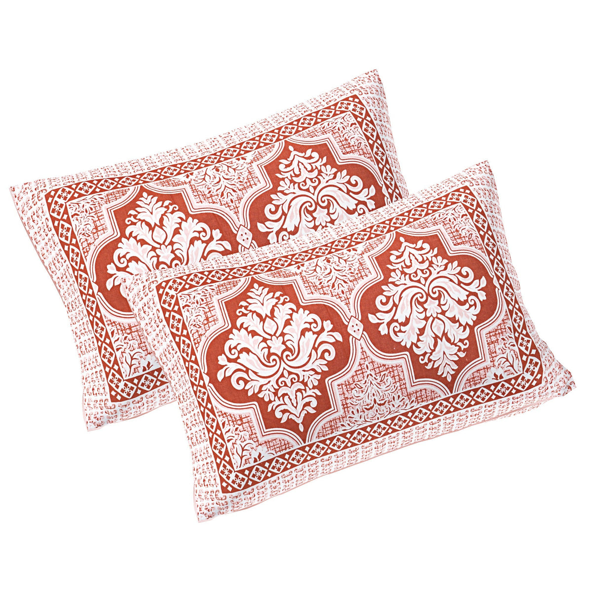 Rudra Bazaar Peach 210 TC Cotton Double King Bedsheet With 2 Pillow Covers | Grocsy