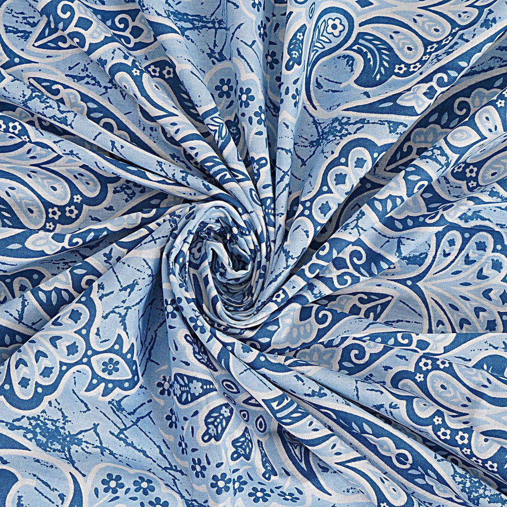 Rudra Bazaar Blue 210 TC Cotton Double King Bedsheet With 2 Pillow Covers | Grocsy