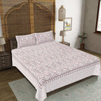 Rudra Bazaar Brown 210 TC Cotton Double King Bedsheet With 2 Pillow Covers | Grocsy