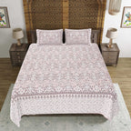 Rudra Bazaar Brown 210 TC Cotton Double King Bedsheet With 2 Pillow Covers | Grocsy