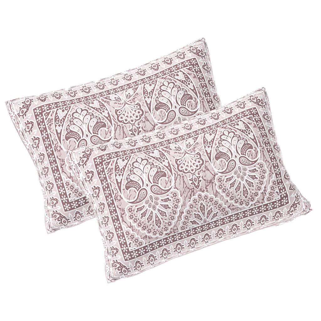 Rudra Bazaar Brown 210 TC Cotton Double King Bedsheet With 2 Pillow Covers | Grocsy