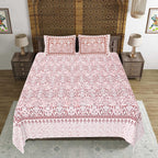 Rudra Bazaar Peach 210 TC Cotton Double King Bedsheet With 2 Pillow Covers | Grocsy