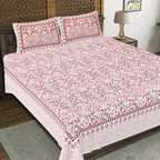 Rudra Bazaar Peach 210 TC Cotton Double King Bedsheet With 2 Pillow Covers | Grocsy