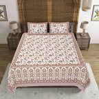 Rudra Bazaar Brown 210 TC Cotton Double King Bedsheet With 2 Pillow Covers | Grocsy