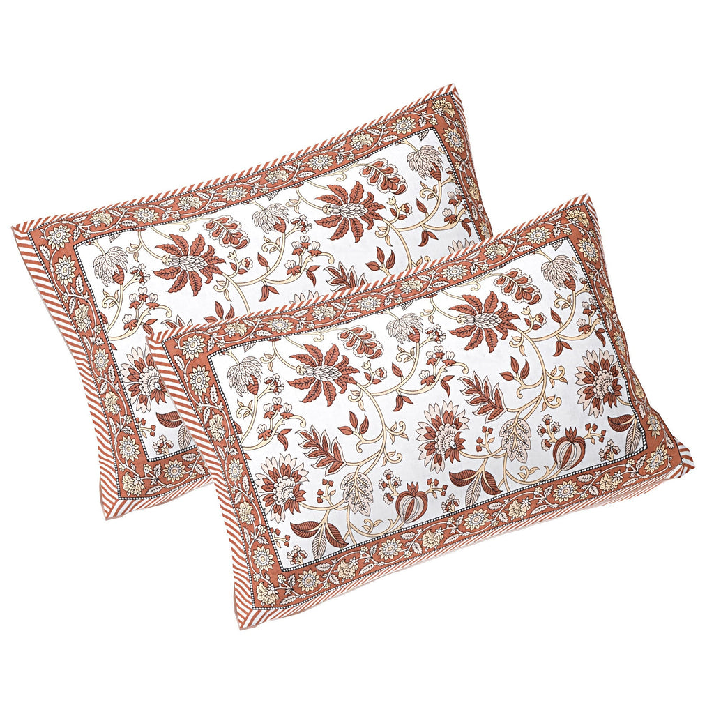 Rudra Bazaar Brown 210 TC Cotton Double King Bedsheet With 2 Pillow Covers | Grocsy