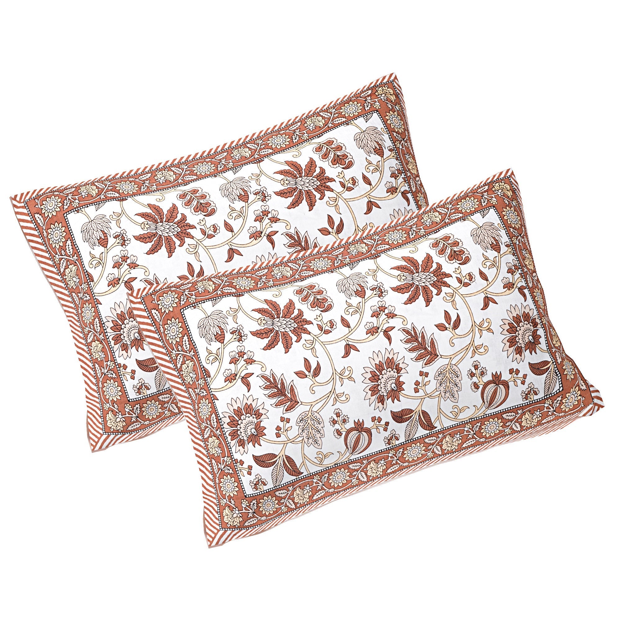 Rudra Bazaar Brown 210 TC Cotton Double King Bedsheet With 2 Pillow Covers | Grocsy