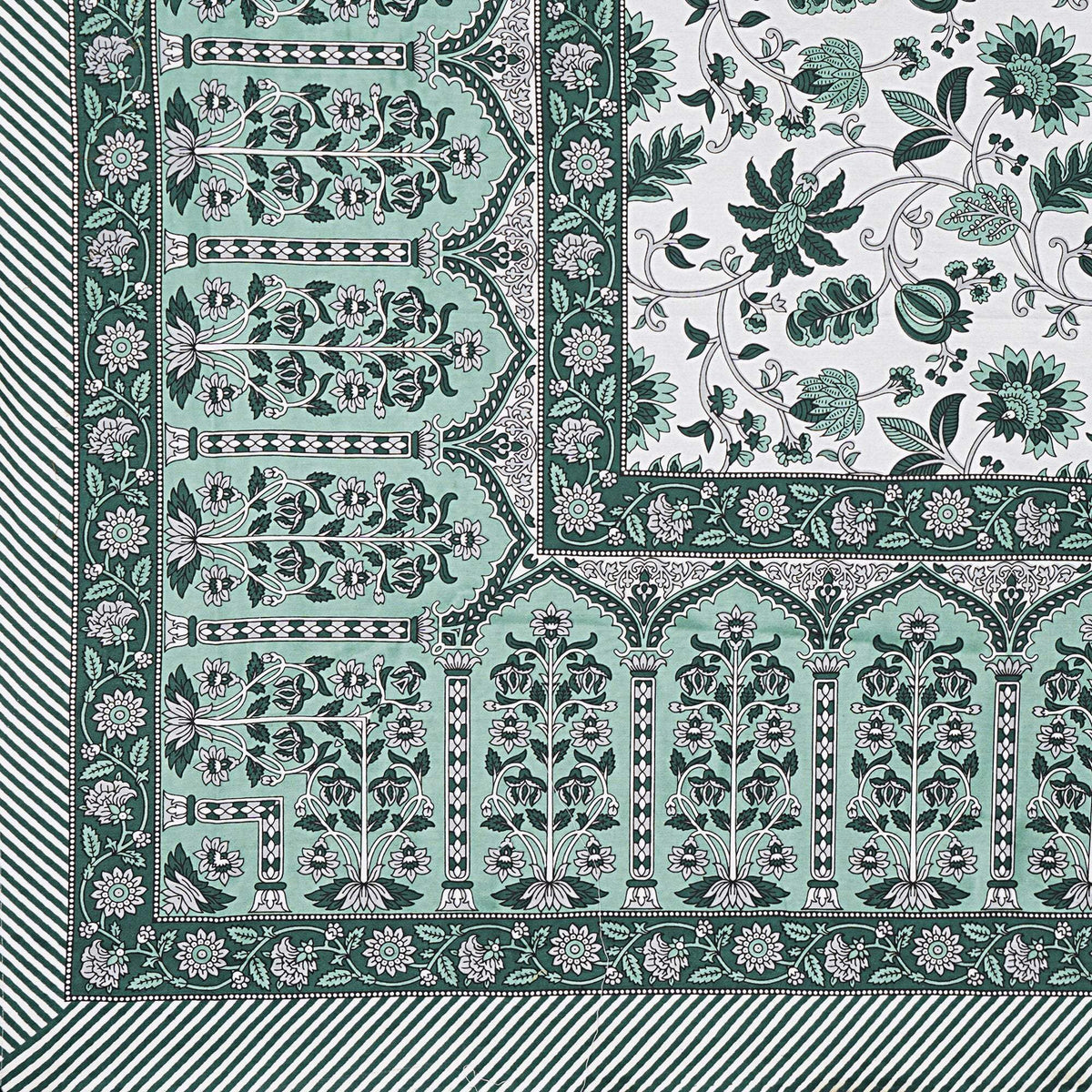 Rudra Bazaar Sea Green 210 TC Cotton Double King Bedsheet With 2 Pillow Covers | Grocsy
