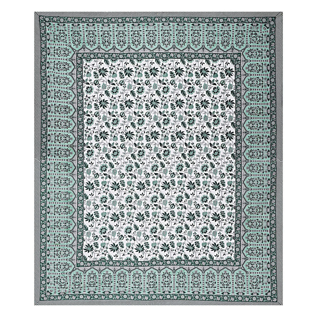 Rudra Bazaar Sea Green 210 TC Cotton Double King Bedsheet With 2 Pillow Covers | Grocsy