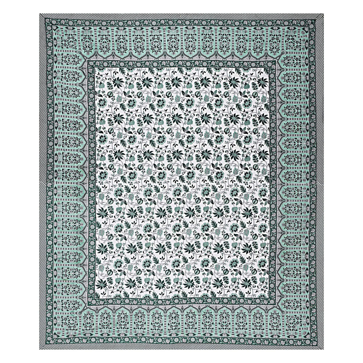 Rudra Bazaar Sea Green 210 TC Cotton Double King Bedsheet With 2 Pillow Covers | Grocsy