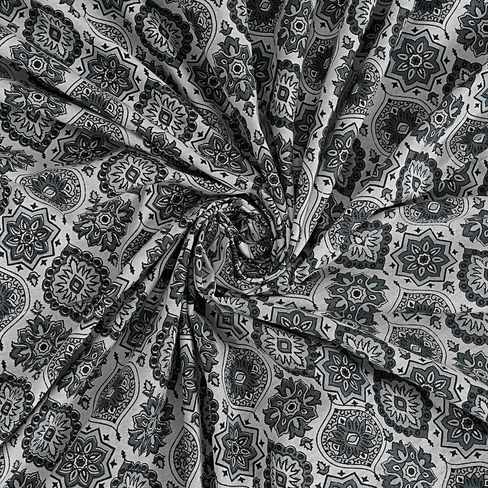 Rudra Bazaar Grey 210 TC Cotton Double King Bedsheet With 2 Pillow Covers | Grocsy
