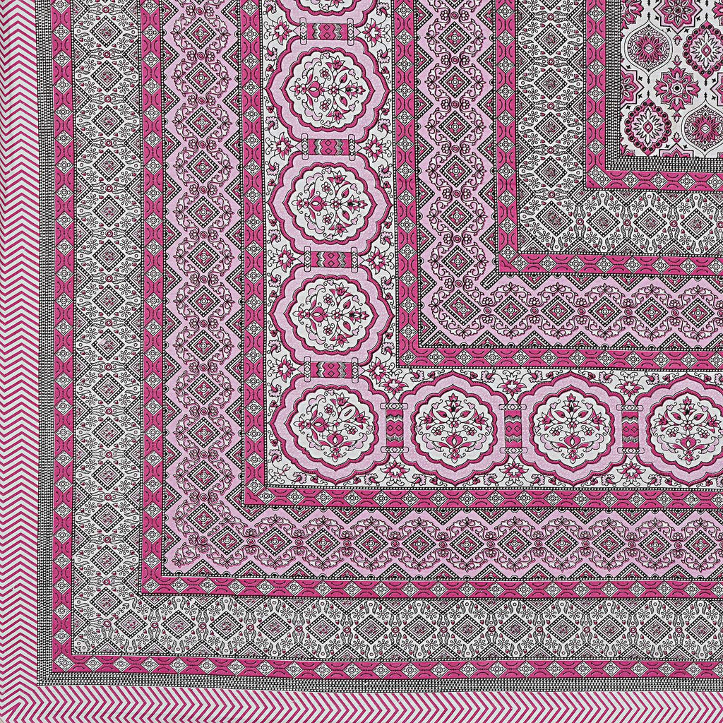Rudra Bazaar Pink 210 TC Cotton Double King Bedsheet With 2 Pillow Covers | Grocsy