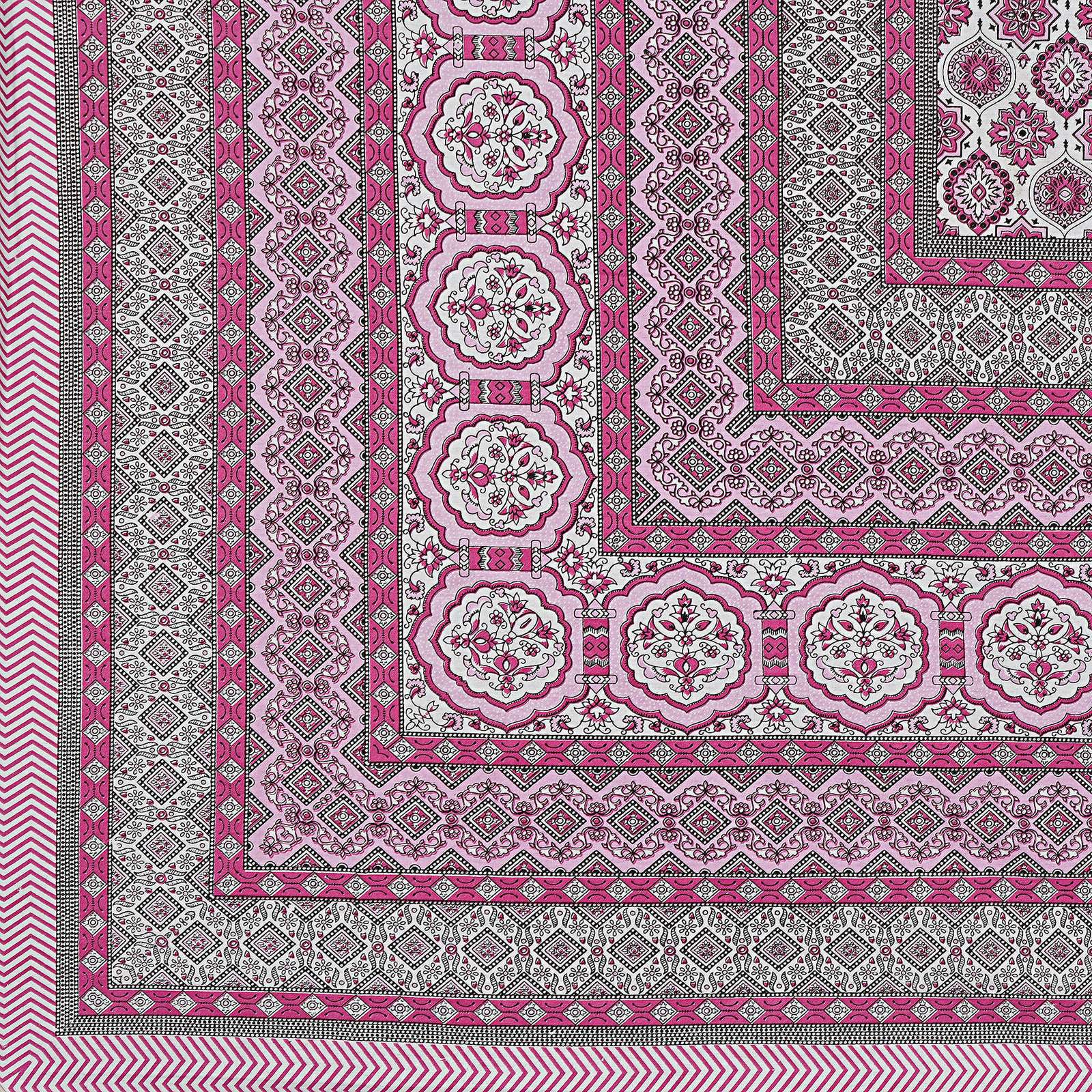 Rudra Bazaar Pink 210 TC Cotton Double King Bedsheet With 2 Pillow Covers | Grocsy