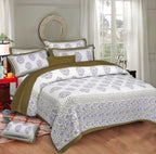 Rudra Bazaar Sea Green 210 TC Cotton Double King Bedsheet With 2 Pillow Covers | Grocsy
