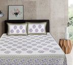 Rudra Bazaar Sea Green 210 TC Cotton Double King Bedsheet With 2 Pillow Covers | Grocsy