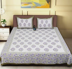 Rudra Bazaar Sea Green 210 TC Cotton Double King Bedsheet With 2 Pillow Covers | Grocsy