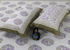 Rudra Bazaar Sea Green 210 TC Cotton Double King Bedsheet With 2 Pillow Covers | Grocsy