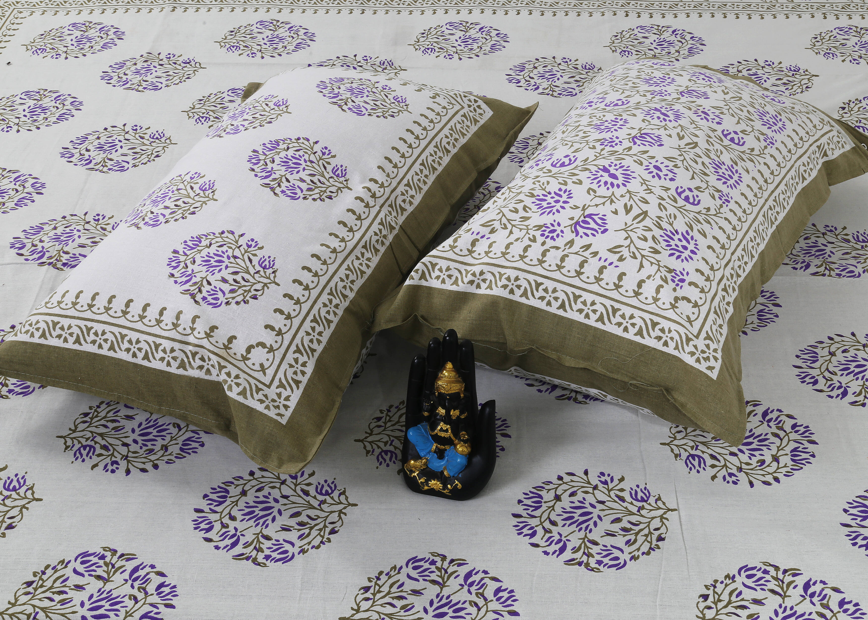 Rudra Bazaar Sea Green 210 TC Cotton Double King Bedsheet With 2 Pillow Covers | Grocsy