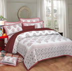 Rudra Bazaar Pink 210 TC Cotton Double King Bedsheet With 2 Pillow Covers | Grocsy