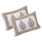Rudra Bazaar Purple Gold 210 TC Cotton Double King Bedsheet With 2 Pillow Covers | Grocsy