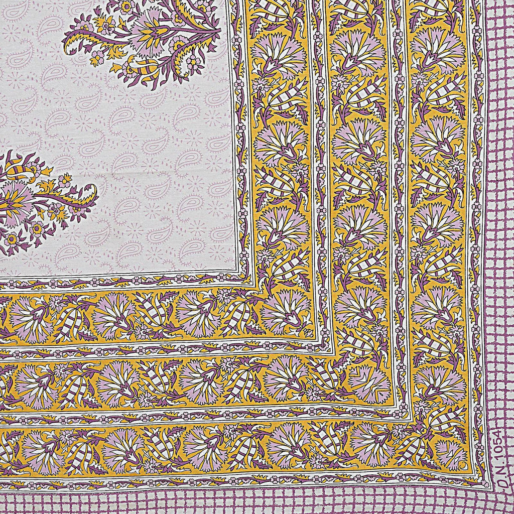 Rudra Bazaar Purple Gold 210 TC Cotton Double King Bedsheet With 2 Pillow Covers | Grocsy
