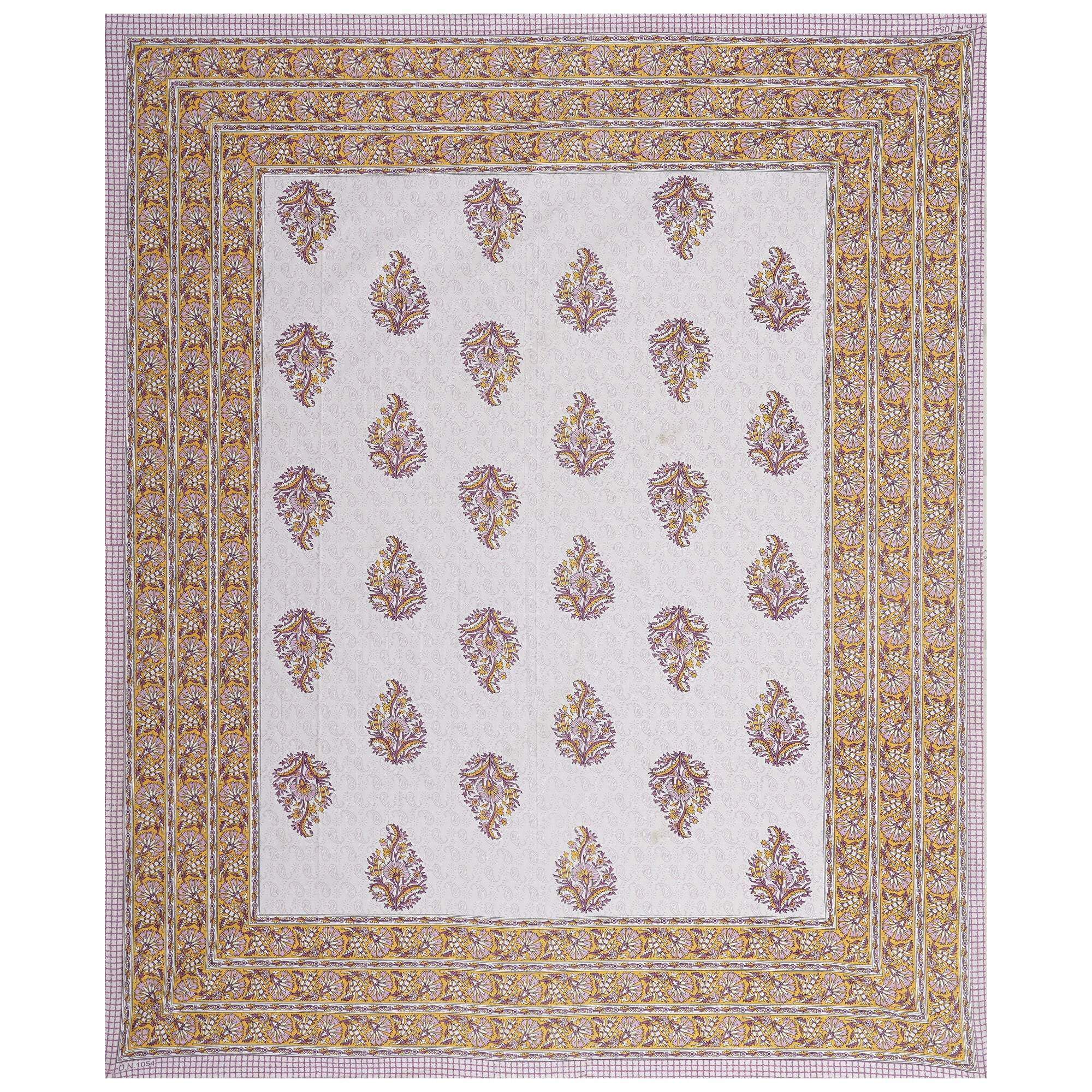 Rudra Bazaar Purple Gold 210 TC Cotton Double King Bedsheet With 2 Pillow Covers | Grocsy