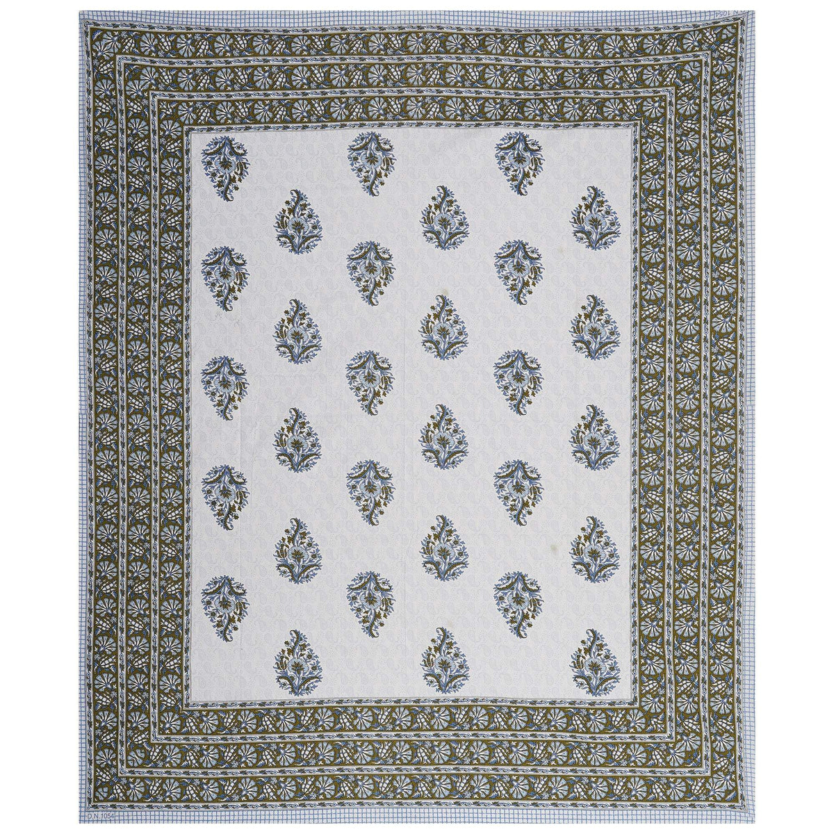 Rudra Bazaar Blue Green 210 TC Cotton Double King Bedsheet With 2 Pillow Covers | Grocsy