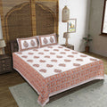 Rudra Bazaar Orange 210 TC Cotton Double King Bedsheet With 2 Pillow Covers | Grocsy
