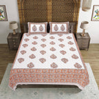 Rudra Bazaar Orange 210 TC Cotton Double King Bedsheet With 2 Pillow Covers | Grocsy
