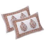 Rudra Bazaar Orange 210 TC Cotton Double King Bedsheet With 2 Pillow Covers | Grocsy