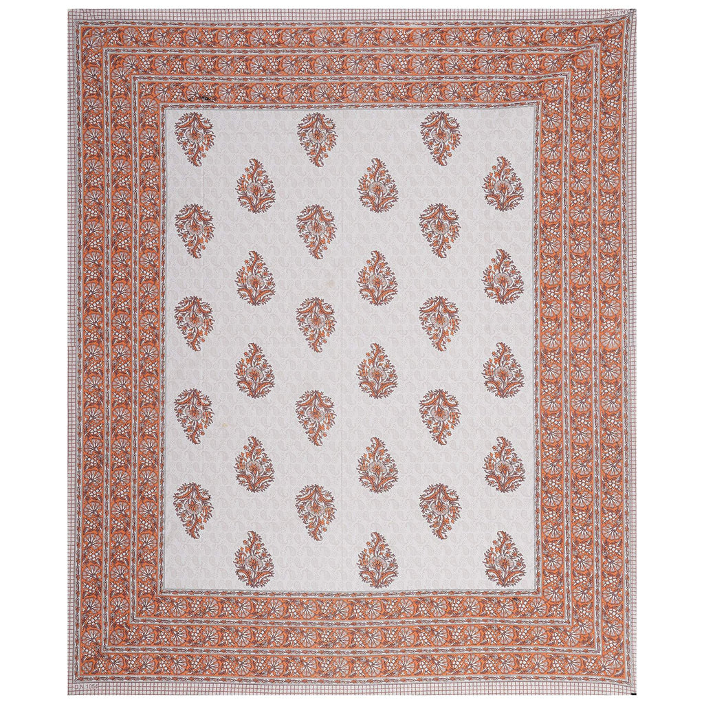 Rudra Bazaar Orange 210 TC Cotton Double King Bedsheet With 2 Pillow Covers | Grocsy