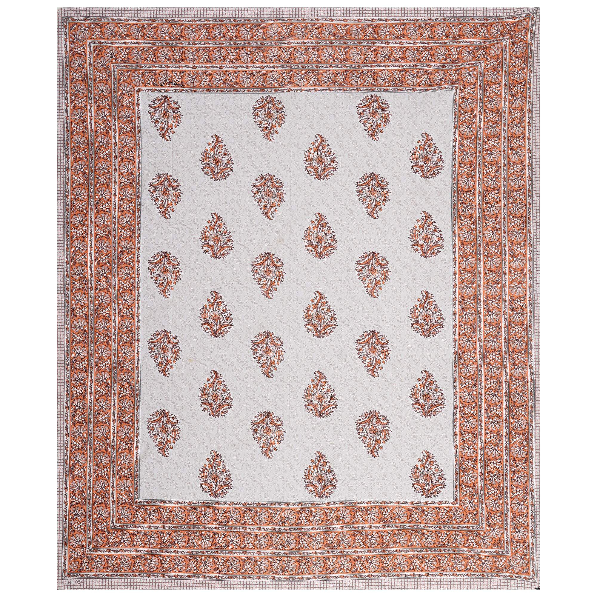 Rudra Bazaar Orange 210 TC Cotton Double King Bedsheet With 2 Pillow Covers | Grocsy