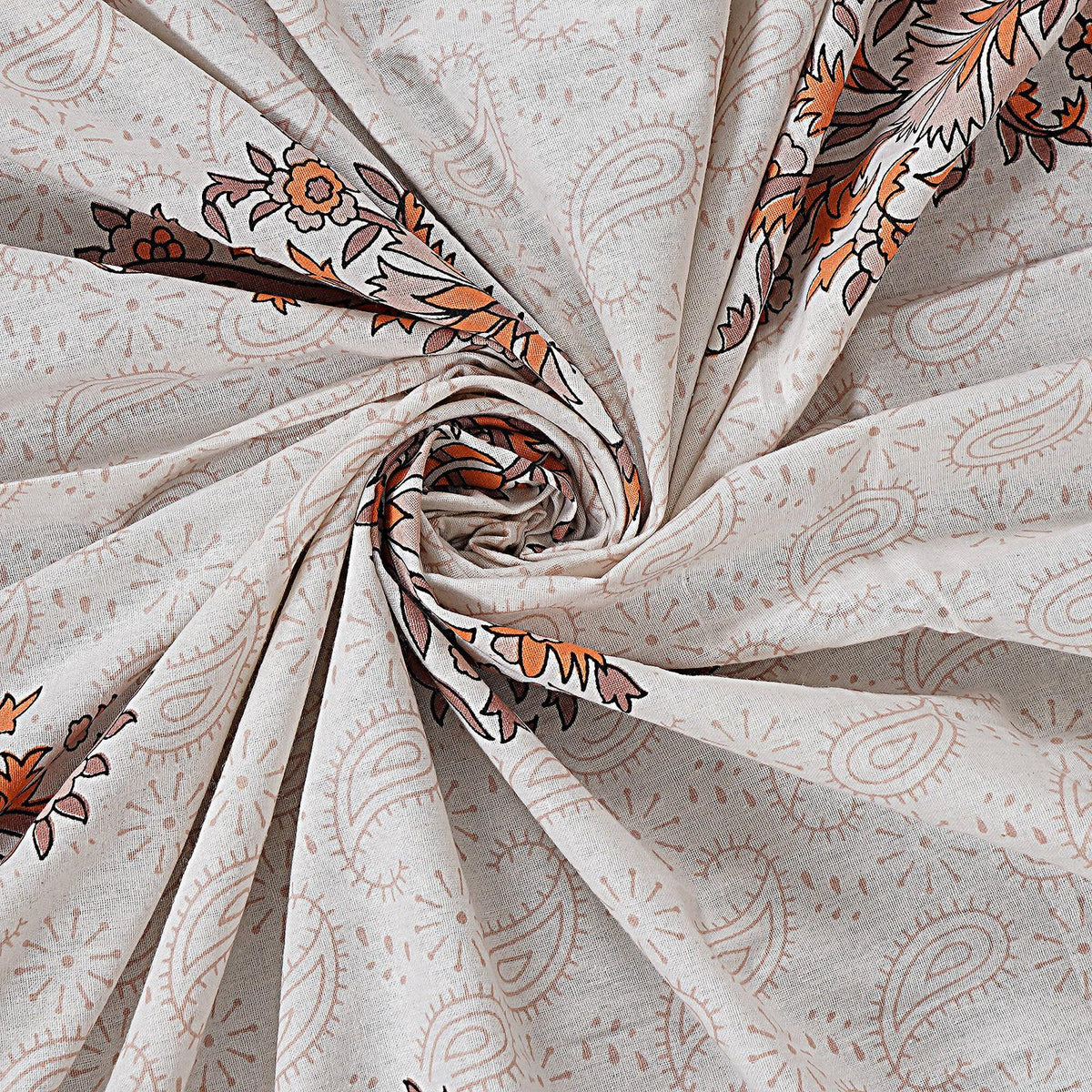 Rudra Bazaar Orange 210 TC Cotton Double King Bedsheet With 2 Pillow Covers | Grocsy