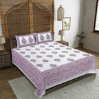 Rudra Bazaar Purple 210 TC Cotton Double King Bedsheet With 2 Pillow Covers | Grocsy