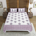 Rudra Bazaar Purple 210 TC Cotton Double King Bedsheet With 2 Pillow Covers | Grocsy