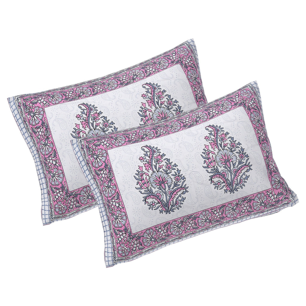 Rudra Bazaar Purple 210 TC Cotton Double King Bedsheet With 2 Pillow Covers | Grocsy