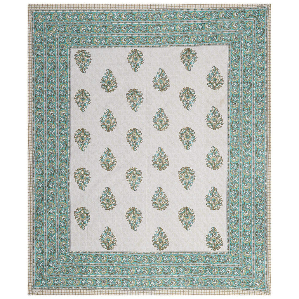 Rudra Bazaar Green 210 TC Cotton Double King Bedsheet With 2 Pillow Covers | Grocsy