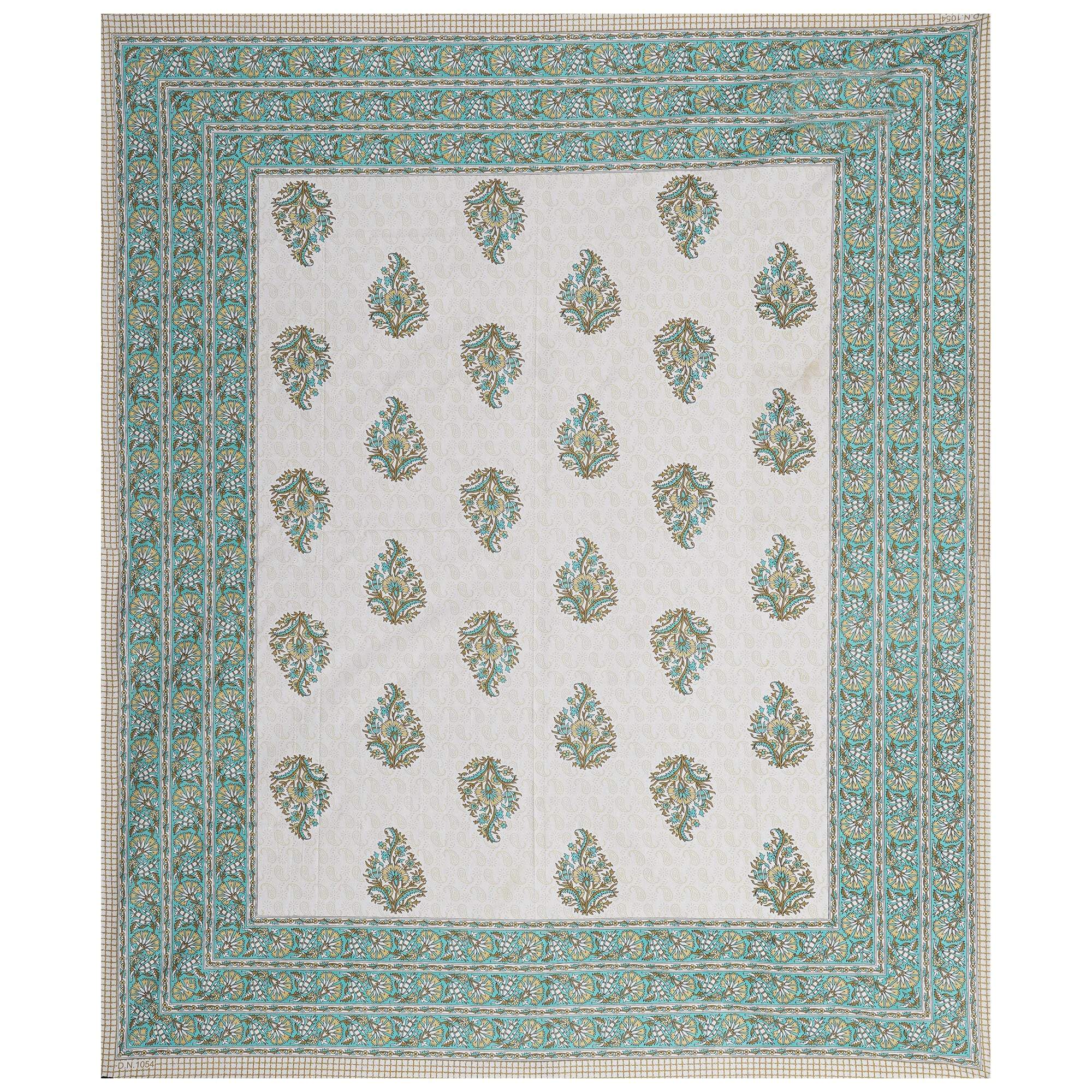 Rudra Bazaar Green 210 TC Cotton Double King Bedsheet With 2 Pillow Covers | Grocsy