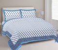 Rudra Bazaar Blue 210 TC Cotton Double King Bedsheet With 2 Pillow Covers | Grocsy