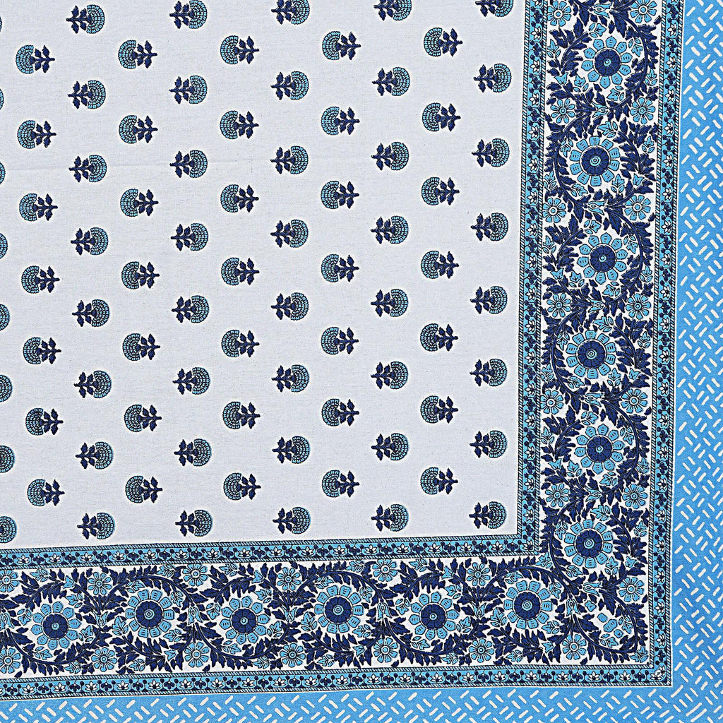 Rudra Bazaar Blue 210 TC Cotton Double King Bedsheet With 2 Pillow Covers | Grocsy
