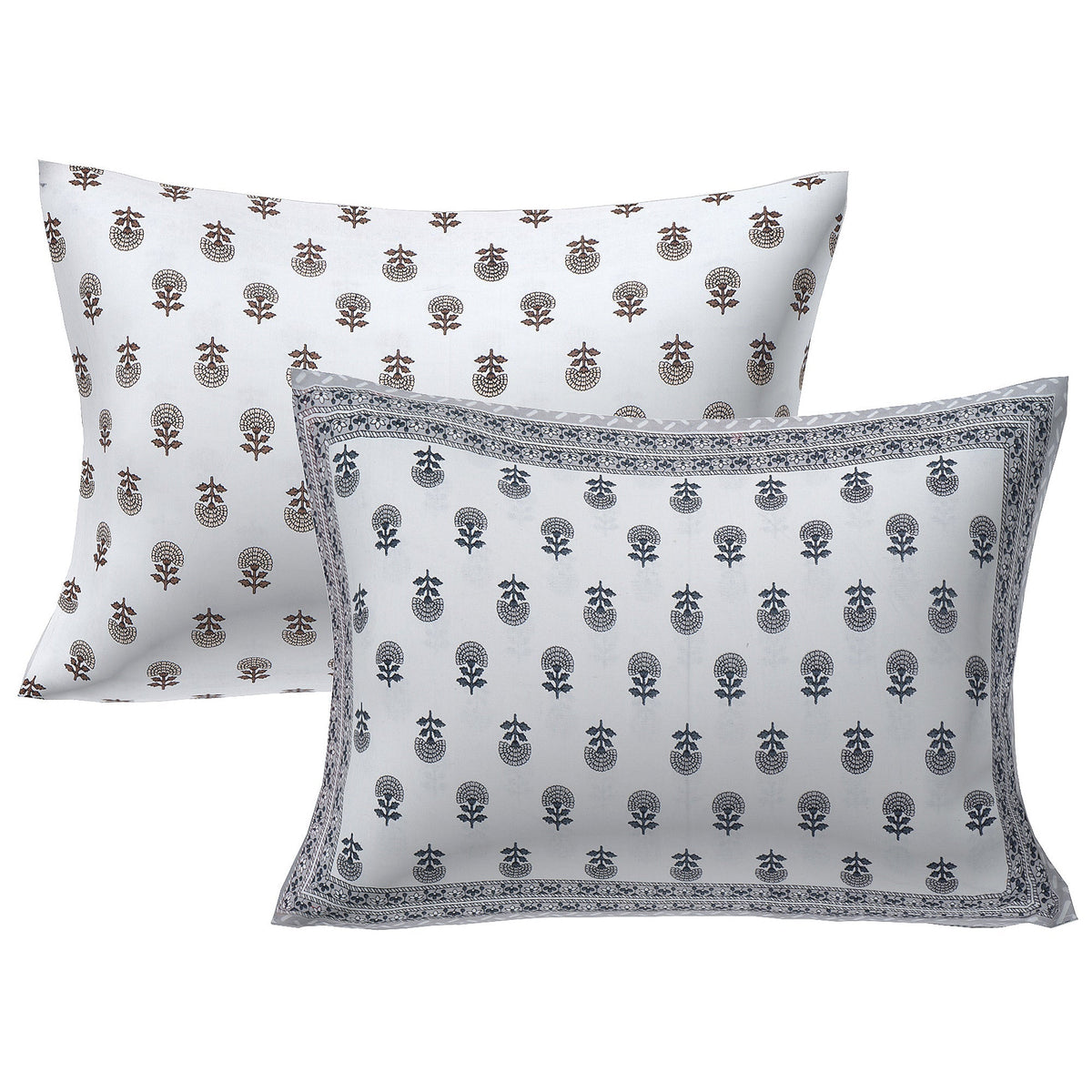 Rudra Bazaar Grey 210 TC Cotton Double King Bedsheet With 2 Pillow Covers | Grocsy