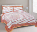 Rudra Bazaar Orange 210 TC Cotton Double King Bedsheet With 2 Pillow Covers | Grocsy