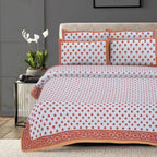 Rudra Bazaar Orange 210 TC Cotton Double King Bedsheet With 2 Pillow Covers | Grocsy