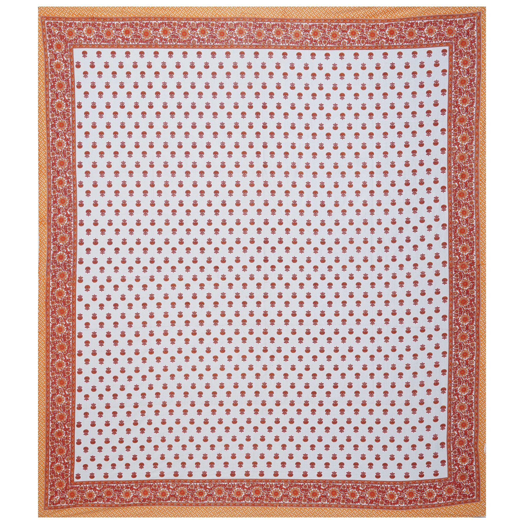 Rudra Bazaar Orange 210 TC Cotton Double King Bedsheet With 2 Pillow Covers | Grocsy